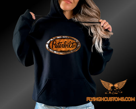 **LAST CHANCE** Limited Edition Peterbilt Cowhide Logo Hoodie