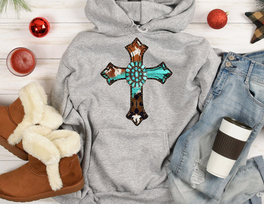 Turquoise Cross Heart