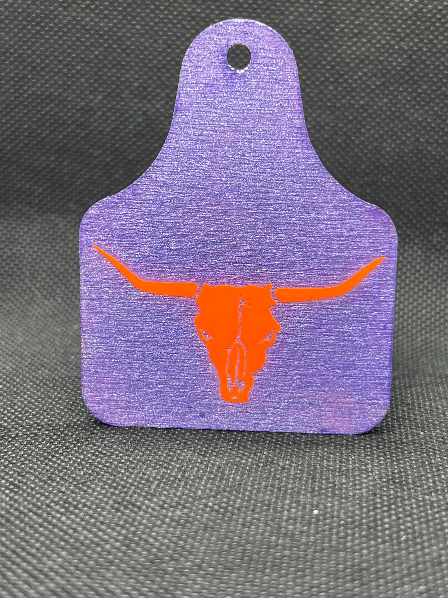 1111 Peterbilt Cowskull Purple Pearl Neon Orange Keychain