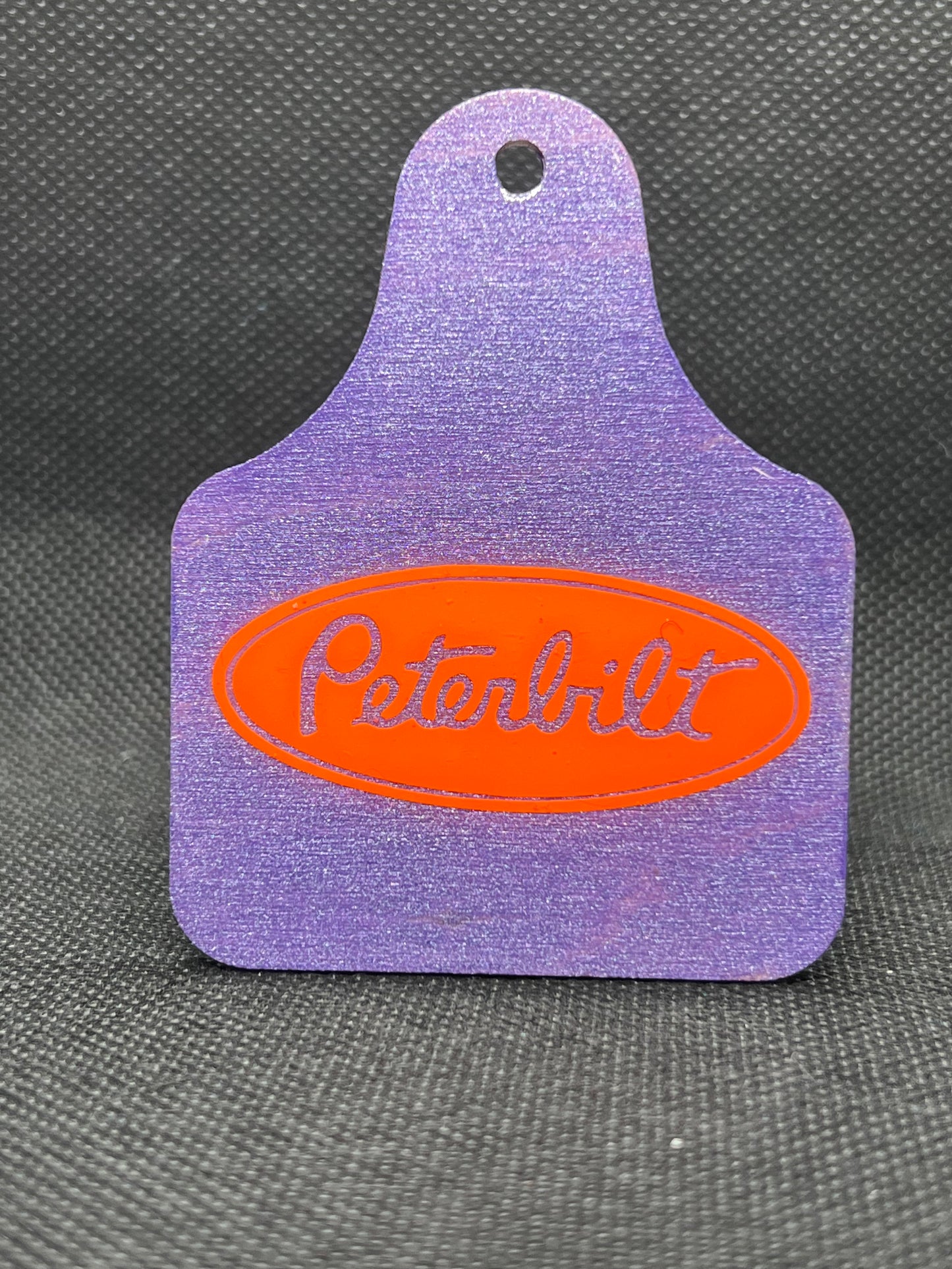 1111 Peterbilt Cowskull Purple Pearl Neon Orange Keychain