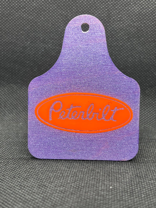 1111 Peterbilt Cowskull Purple Pearl Neon Orange Keychain