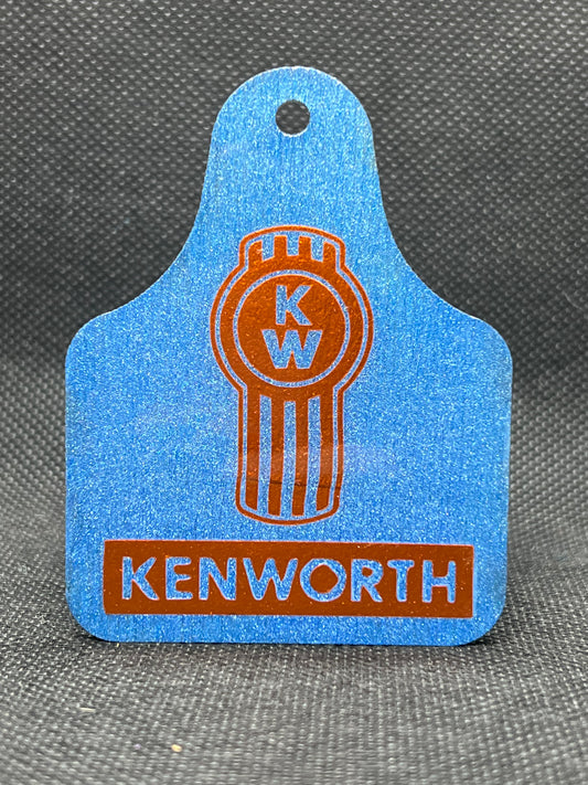 1076 Kenworth Cowskull Blue and Orange Keychain