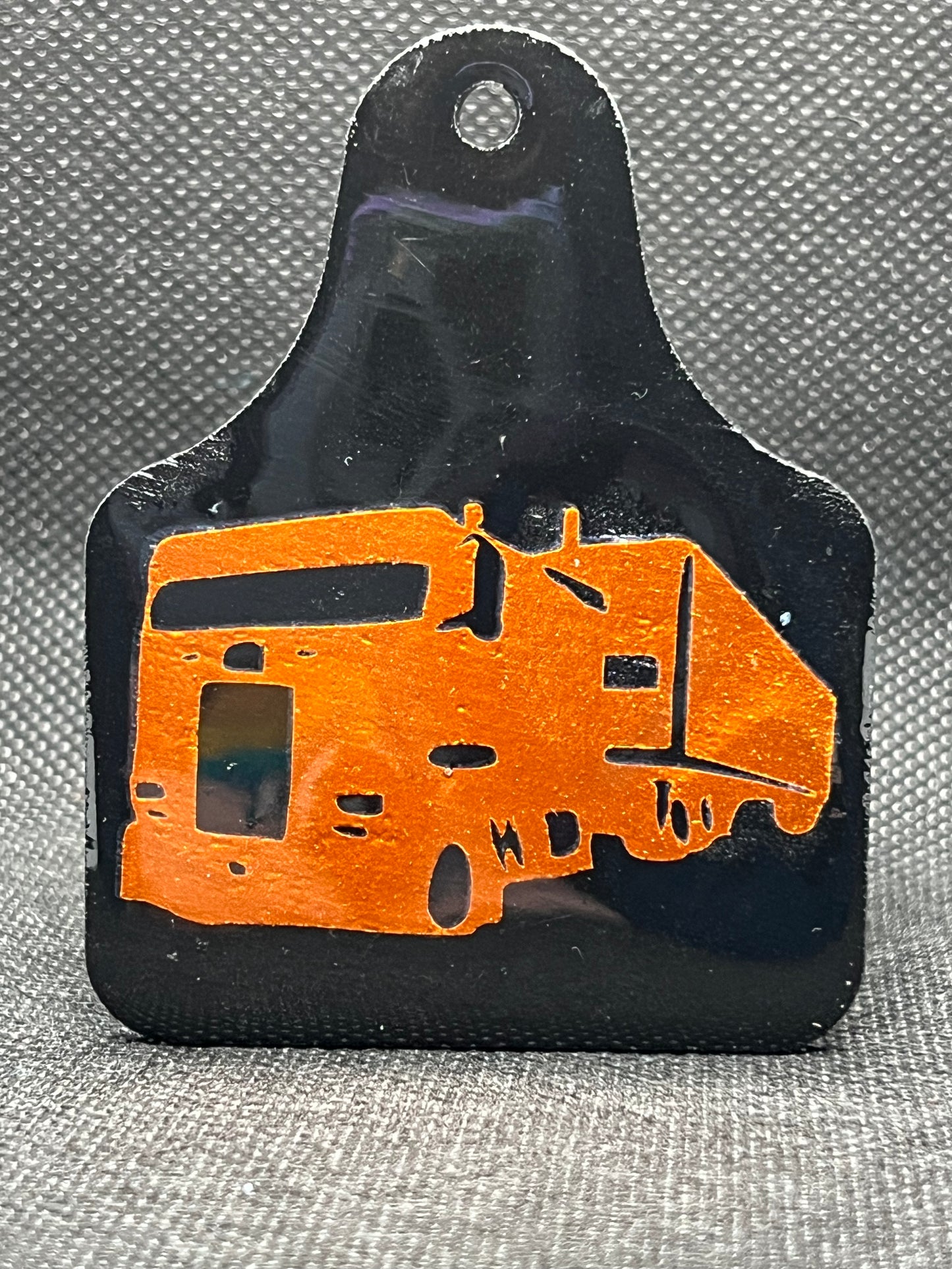 1014 Cabover Peterbilt Keychain Black and Orange