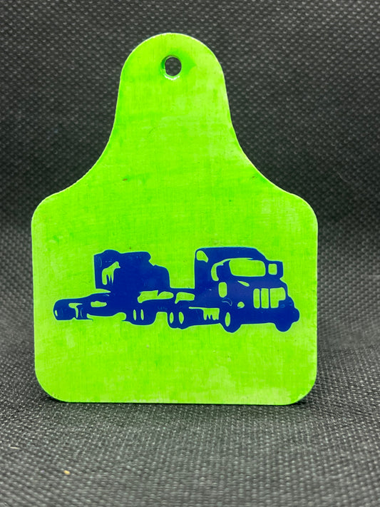 1077 Oversize Lime Green Blue Kenworth Keychain