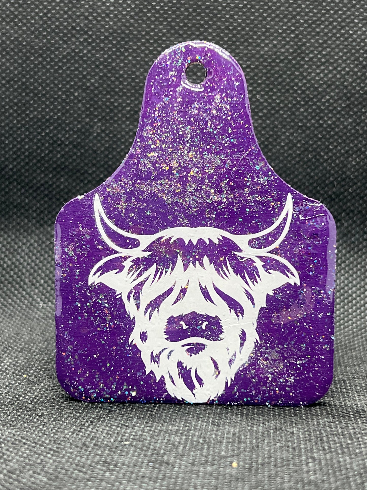 1052 Purple Glitter Highalnd Cow Keychain