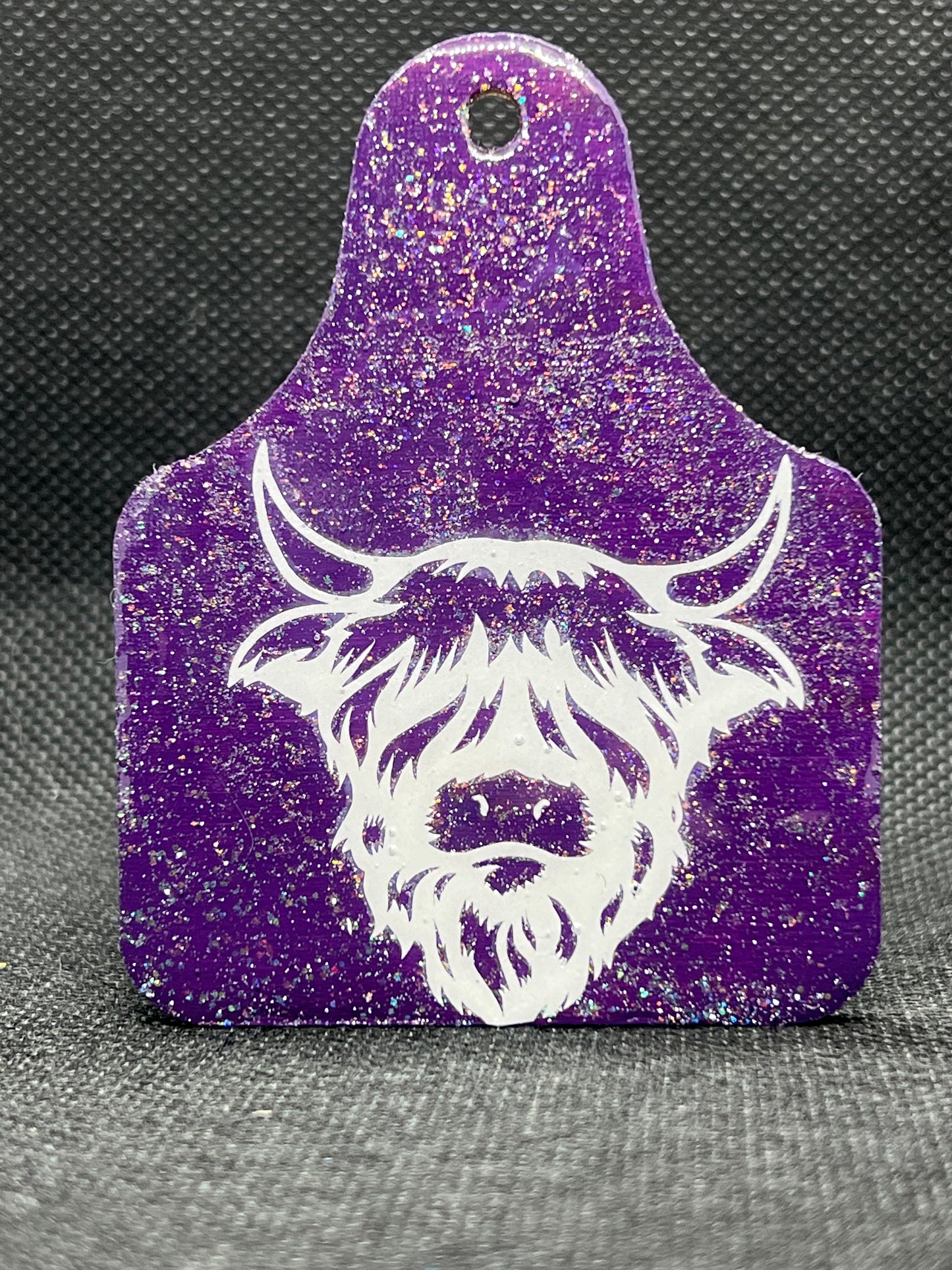 1052 Purple Glitter Highalnd Cow Keychain