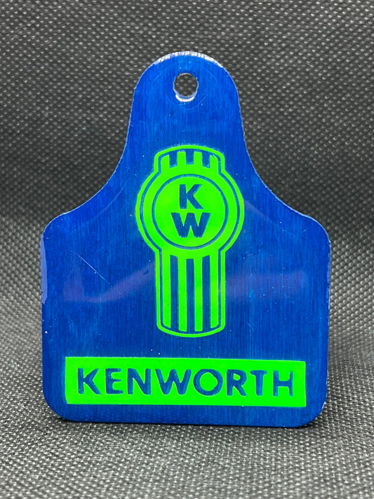 1086 Kenworth Cowskull Green Blue Keychain