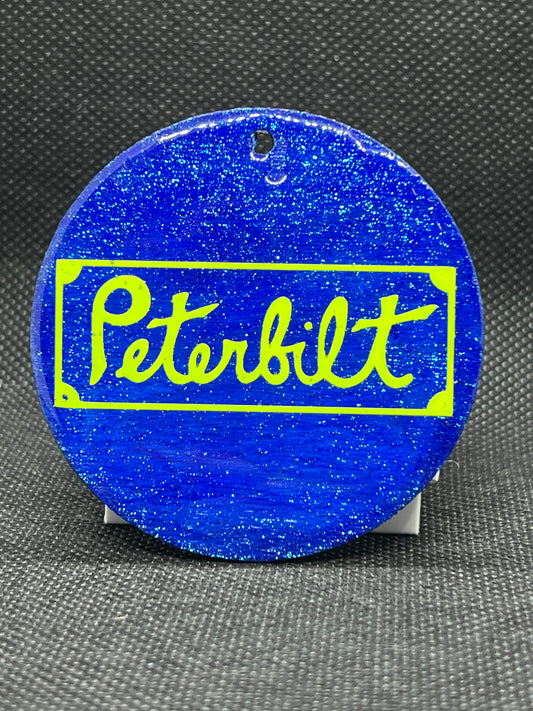 1025 Circle Blue Old Peterbilt Neon Yellow Keychain