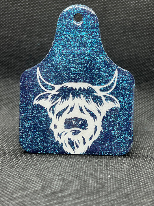 1108 Highland Cow Black Glitter Keychain