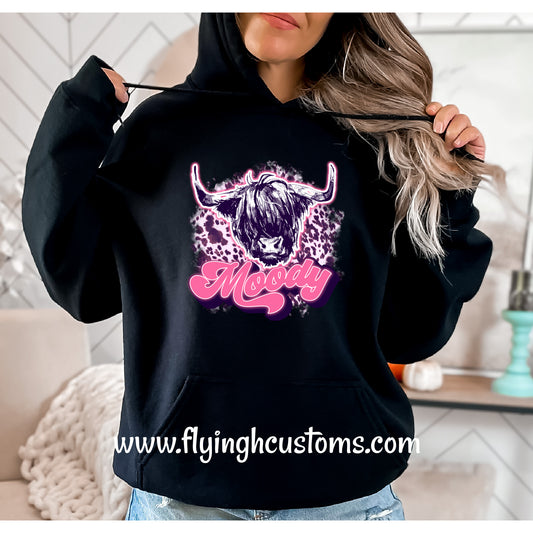 Moody Highland Cow Hoodie