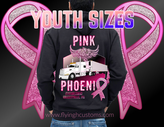 YOUTH Pink Phoenix 386 Peterbilt Hoodie