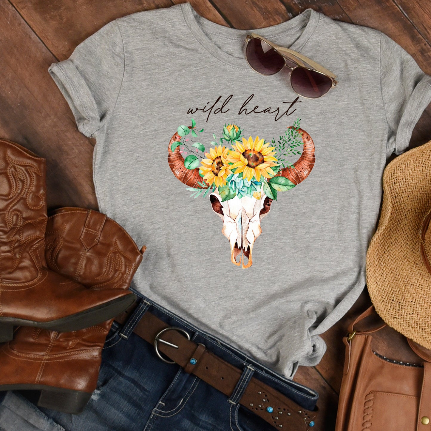 Wild Heart Sunflower Skull T-Shirt